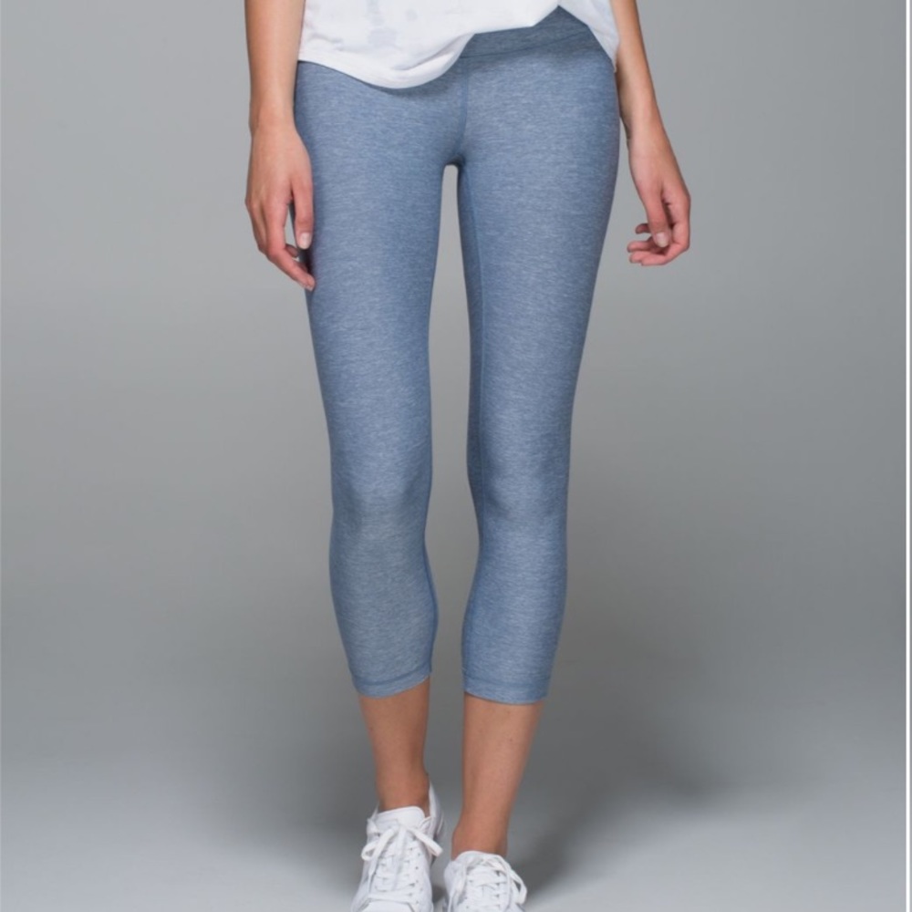 Lululemon Wunder Under Heathered Blue Crop II